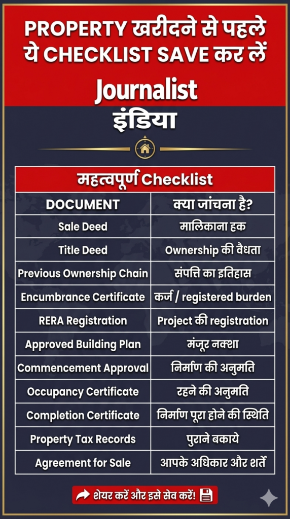 Property खरीदने से पहले ये Checklist Save कर लें